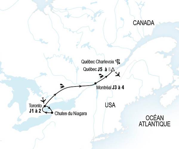 De Niagara à Québec en train